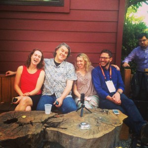 Us enjoying sharing the microphone in Austin.